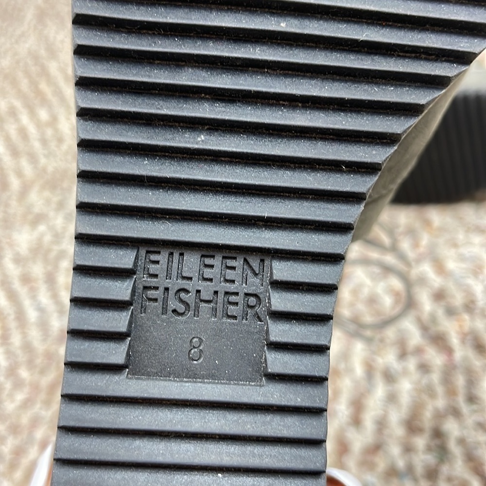 EILEEN FISHER DIBS GREY SUEDE LEATHER LACE-UP WEDGE SANDALS - Picture 9 of 9
